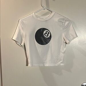 SHEIN White Crop Top with Black Graphic